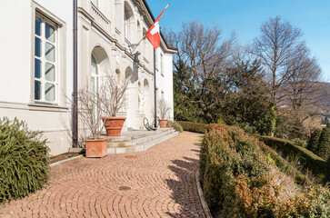 View of the Vincenzo Vela Museum in Ligornetto, district of the city of Mendrisio, Ticino...