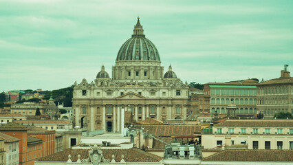 Fototapeta na wymiar St. Peter's Basilica and St. Peter's Square from angel castle