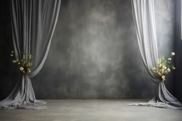 Gray linen backdrop for soft touch