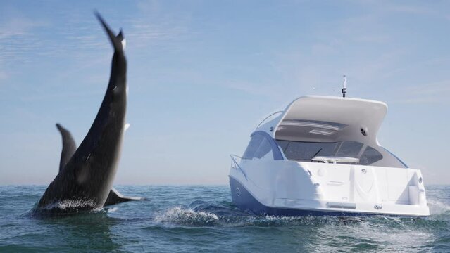 Shark jumps over the boat