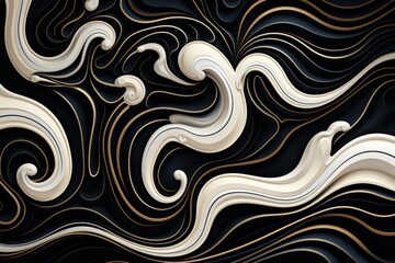 Black and white abstract waves background