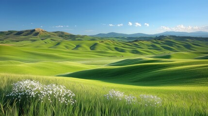 Fototapeta premium Green rolling hills of Tuscany Italy