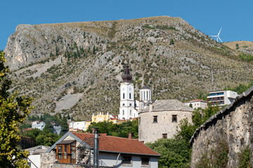 Orthodox church of Holy Trinity in Mostar against mountain