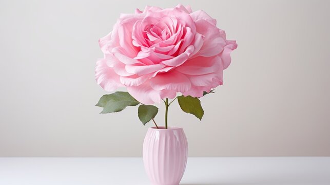 Pink rose in a pink vase
