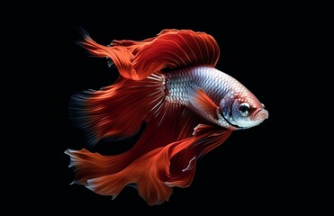 Fototapeta premium Close up art movement of Betta fish,Siamese fighting fish isolated on black background