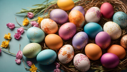 easter eggs in a basket