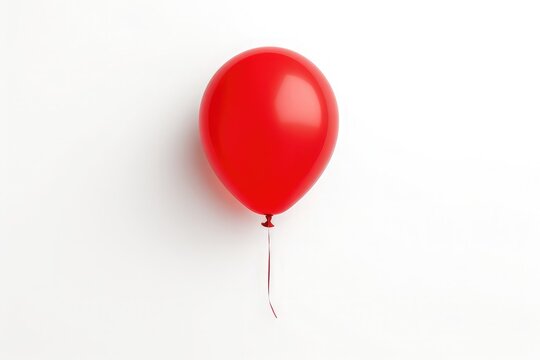 A Red Balloon Isolated Against A White Background