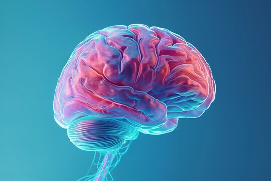 A 3D illustration of a human brain.
