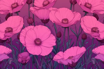 Pink flowers on a purple background