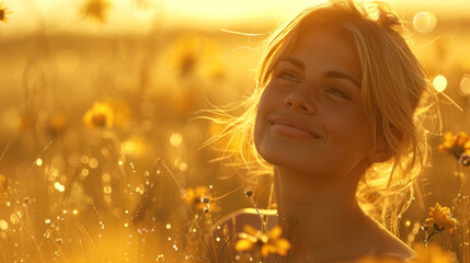 Close-Up of Woman Enjoying Golden Sunset