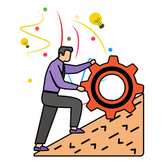 goal-striving stage concept, Person putting in effort and trying  succeed vector icon design, self improvement at workplace Symbol, business motivation Sign, goal-directed behavior stock illustration