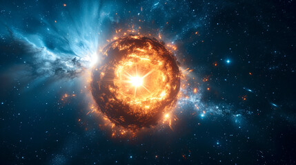 Yellow glowing nebula, remnant of supernova explosion, looking like God's eye