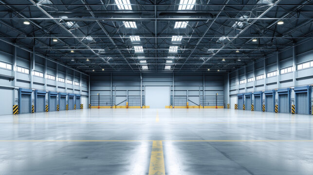 Interior of a large empty warehouse