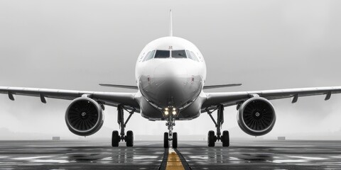 An airplane, front view - obrazy, fototapety, plakaty