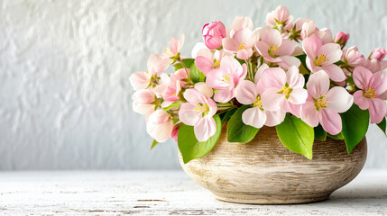 Spring Blossom on Wooden Background, Fresh Floral Decor, Pink and White Flowers, Seasonal Freshness