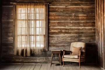 Weathered wood wall in a rustic cabin