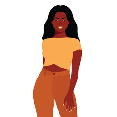 Stylish black woman in elegant art style vector