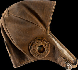Leather pilot cap isolated