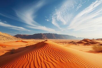 Fototapeta na wymiar Sand dunes in the desert with a clear sky