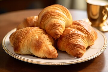 A plate of buttery, flaky croissants