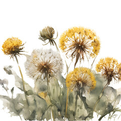 Watercolor dandelions. Floral illustration