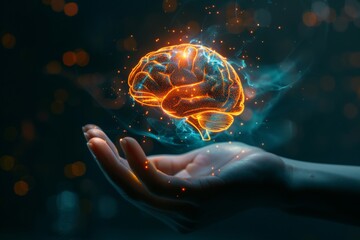 Illuminating the Concept of Human Intelligence: Digital Visualization of the Human Brain. Explore the Depths of Cognitive Abilities with Cutting-edge Technology. Perfect for Educational Material