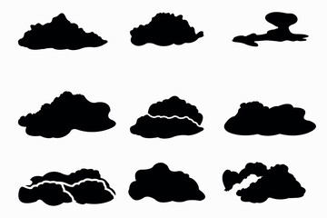Cloud vector graphic design in black silhouette