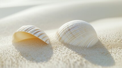 Fototapeta na wymiar White fine sand and white shells, close up
