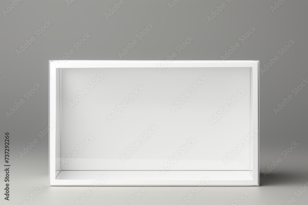 Poster blank white box with a transparent window for product display