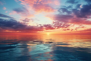 Naklejka na ściany i meble Calm ocean waters reflecting the colorful sky