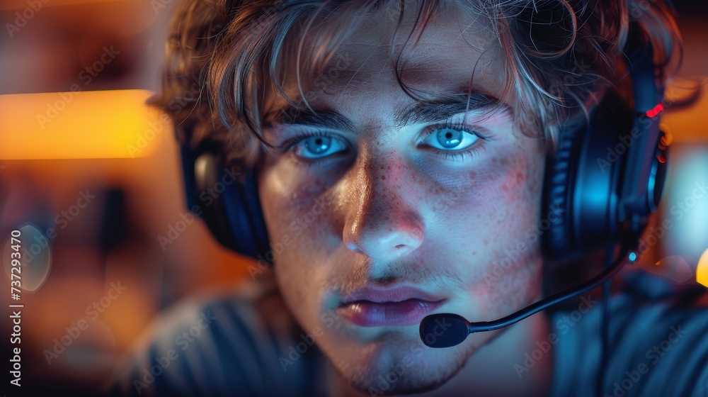 Aufkleber shot of a young man using a headset and computer in a modern office without loyal customers like you