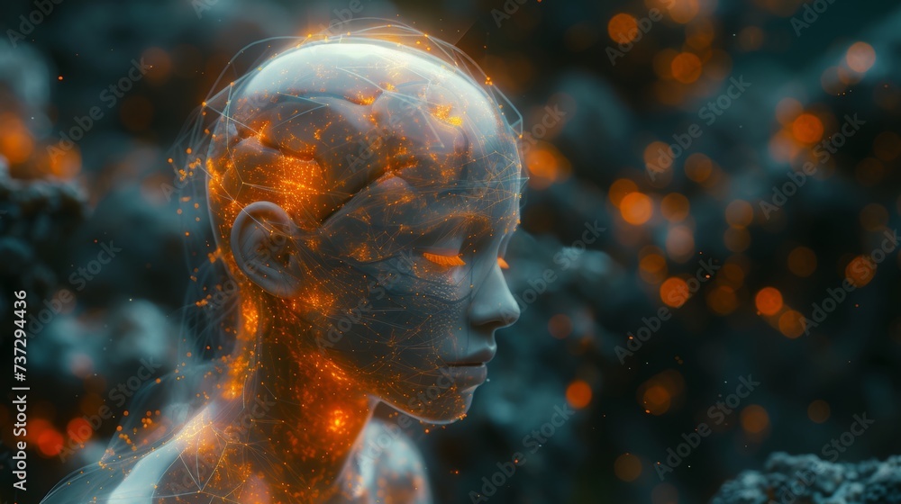 Poster Artificial Intelligence concept. Deep learning. GUI (Graphical User Interface).