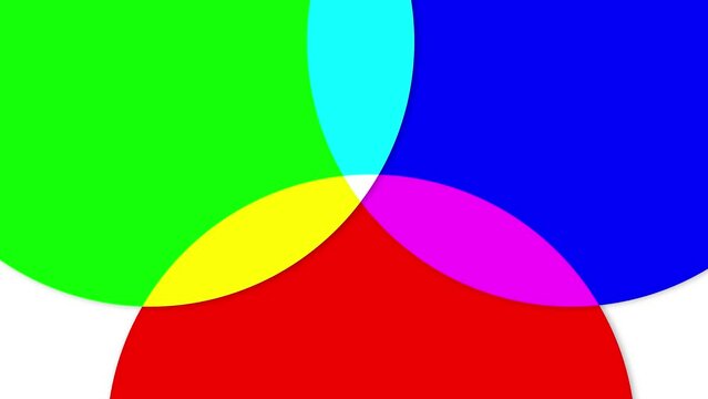 Filmato. Illustrazione 3D. Grafica. Geometrie colorate con colori primari RGB per inserimento testo