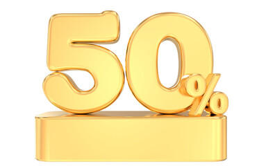 50 percent gold offer in 3d Render