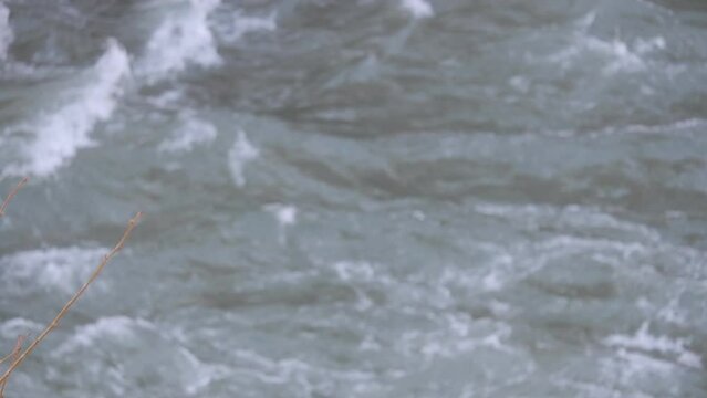 A wild mountain river with crystal clear water