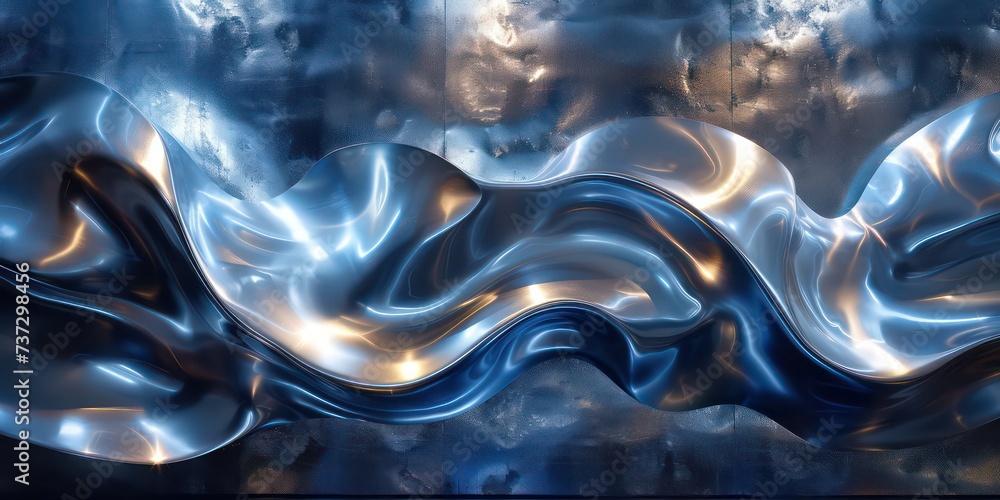 Poster Blue metallic layers background, glossy and polished, exuding sophistication and captivating allure.