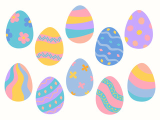 Set of colorful Easter eggs with patterns
