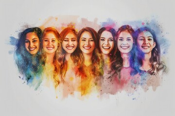 Watercolor women group, International Women’s day.