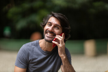 View of a young man with smartphone