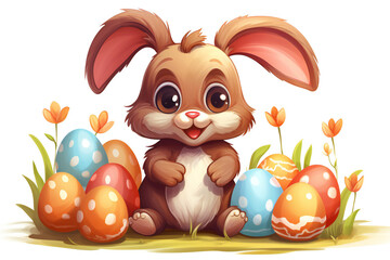 easter bunny with easter eggs,ai generated