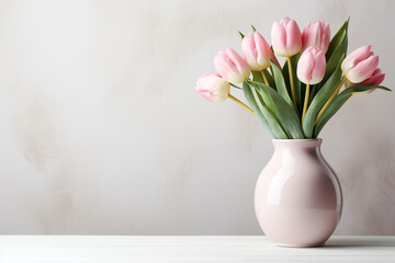 pink tulips in vase,ai generated