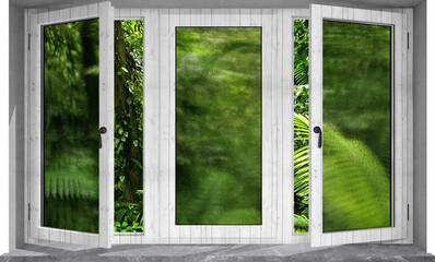 Frames of a window, template mockup, white door