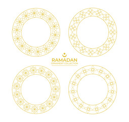 Collection of Ramadan ornaments. Round decorative frames, Luxurious frames, Arabic, Andalusian, Oriental, Arabesque styles.