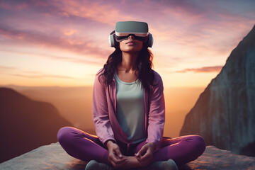 Fototapeta na wymiar Virtual reality therapy experience where users can immerse themselves in calming environments