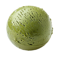 Green tea ice cream ball Isolated on transparent background