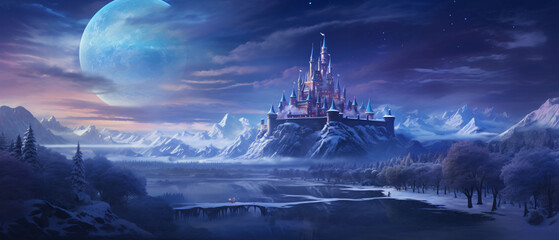 Fantastic landscape with a fairy-tale castle