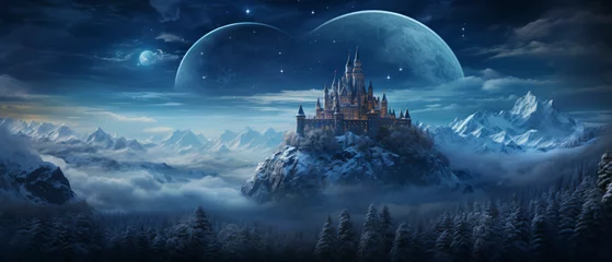 Foto op Canvas Fantastic landscape with a fairy-tale castle © Waji