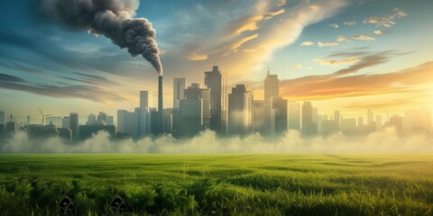 Towards a Greener Future. Exploring the Net Zero Emissions Concept for Environmental Sustainability. - obrazy, fototapety, plakaty