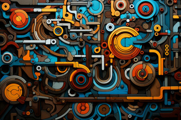 Obraz premium A mesmerizing array of abstract swirls flowing in a seamless, vibrant motion, featuring a rich palette of colors that create a dynamic and lively visual effect..