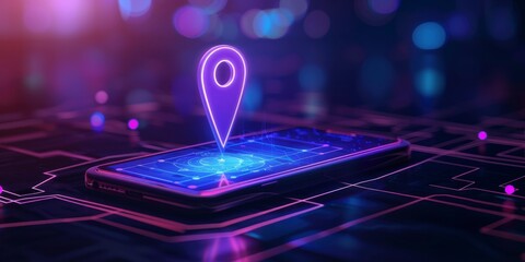 Navigate with Ease. Phone Screen Concept Featuring Location Pin Icon for Effortless Navigation.